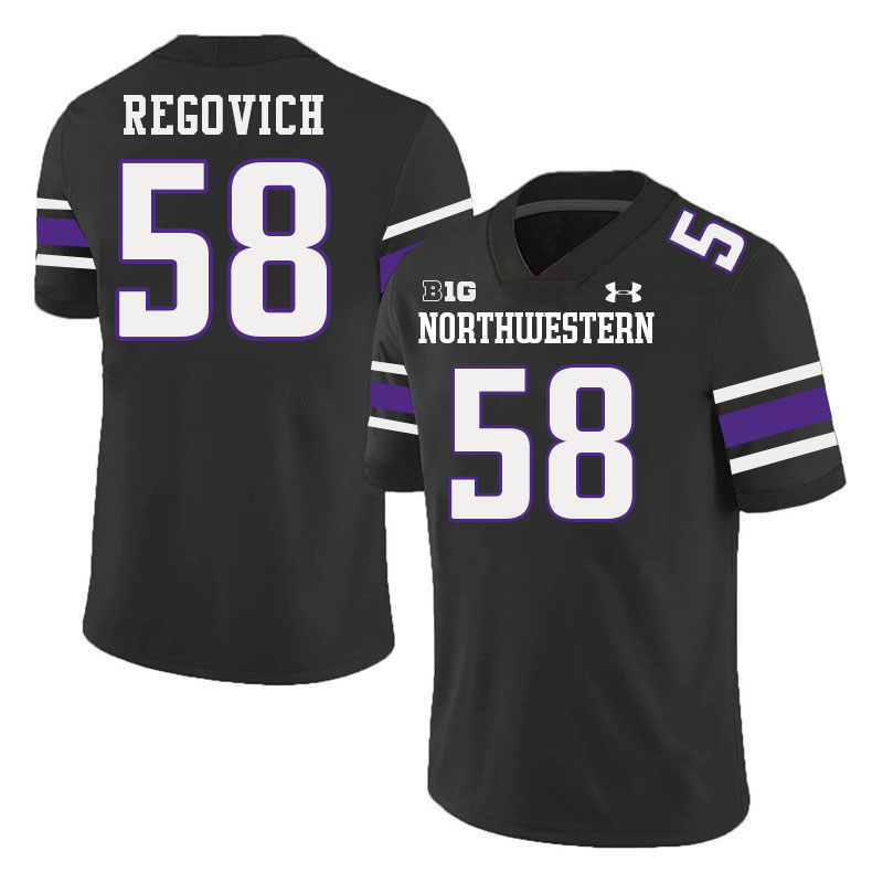 Northwestern Wildcats #58 Troy Regovich College Football Jerseys Stitched-Black